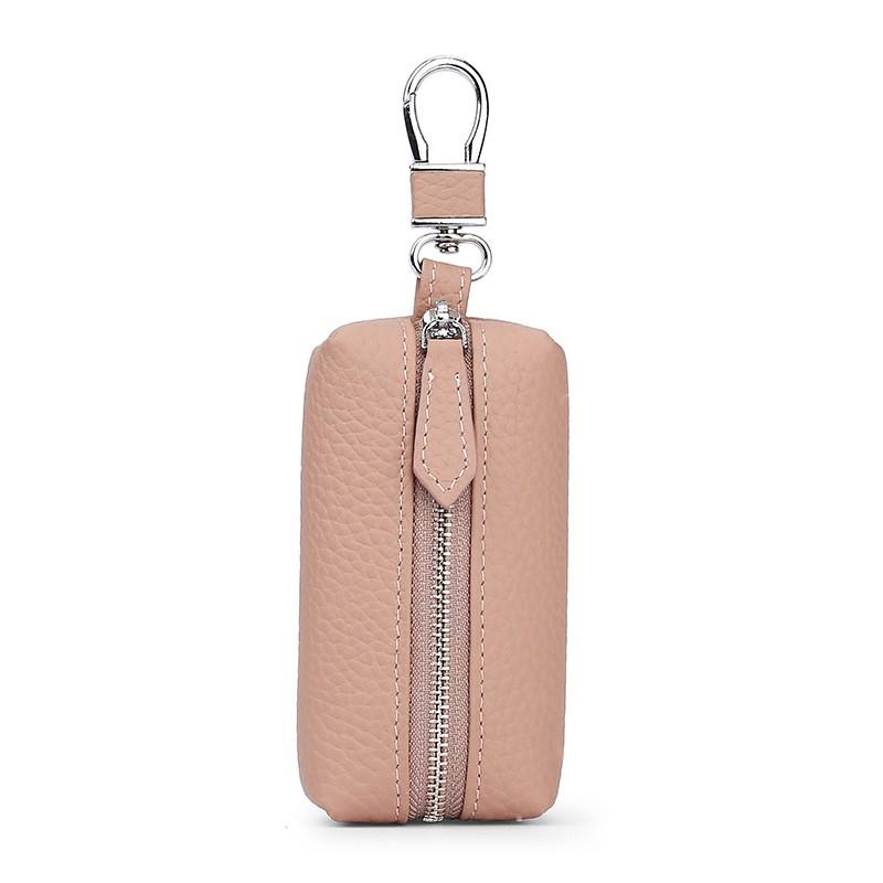 Genuine Leather Key Case With Zipper Pocket Car Keys Stylish Waist Clip Holder In Multiple Colors