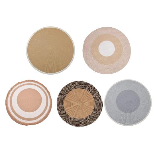 Katoenen Touw Kattenkleed Rond Kattenkrabkleed Zacht Wasbaar Vloerkleed met Kwasten Omkeerbaar Geweven Vloermat voor Slaapkamer Woonkamer Katten Rustplek