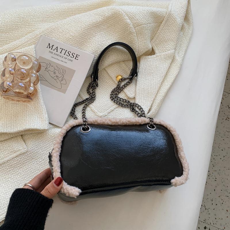 Foreign-style texture handbag women's 2025 autumn new Mao retro simple foreign-style commuter chain shoulder messenger bag