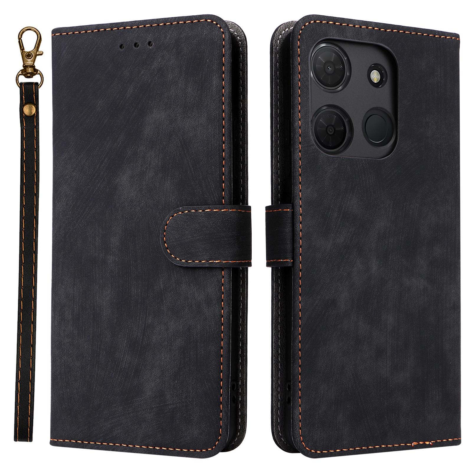 

For TCL 503 Wallet Case RFID Blocking PU Leather Cover Stand View Black