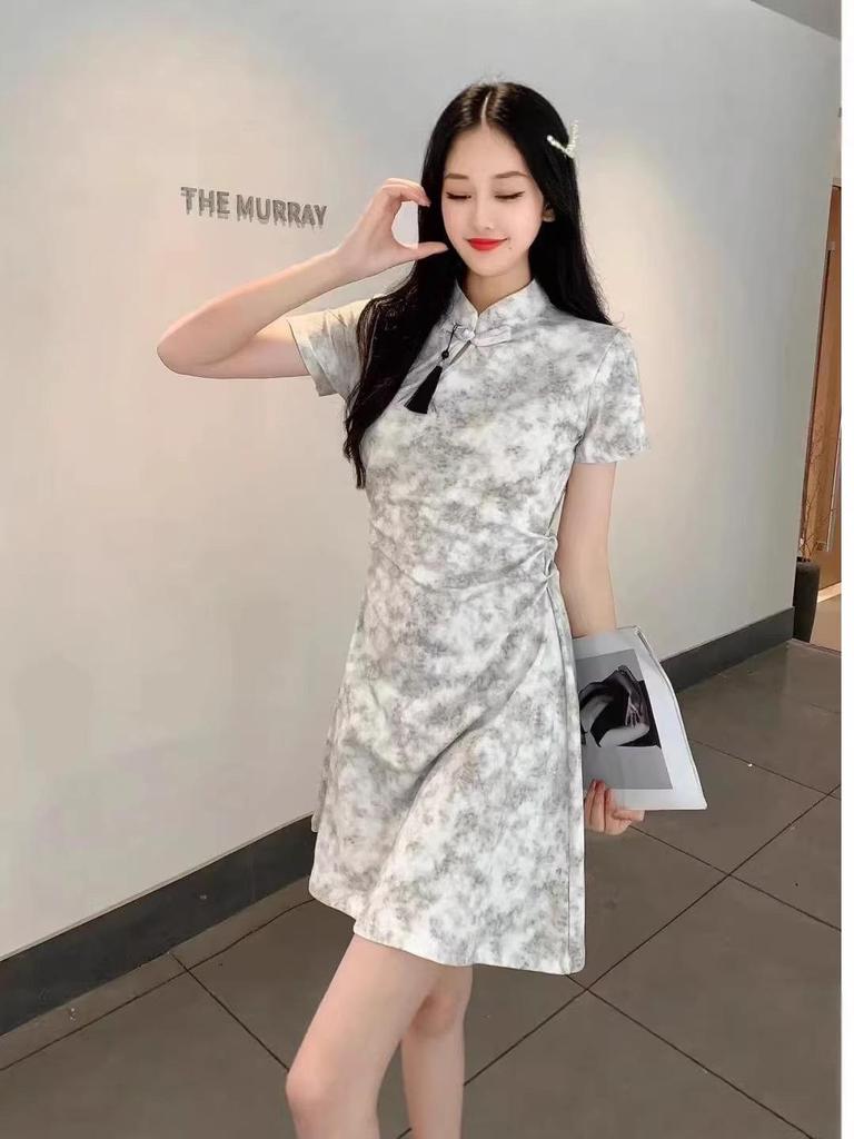 Elegant Petite Qipao Dress for Women - Summer 2026 Slimming National Trend