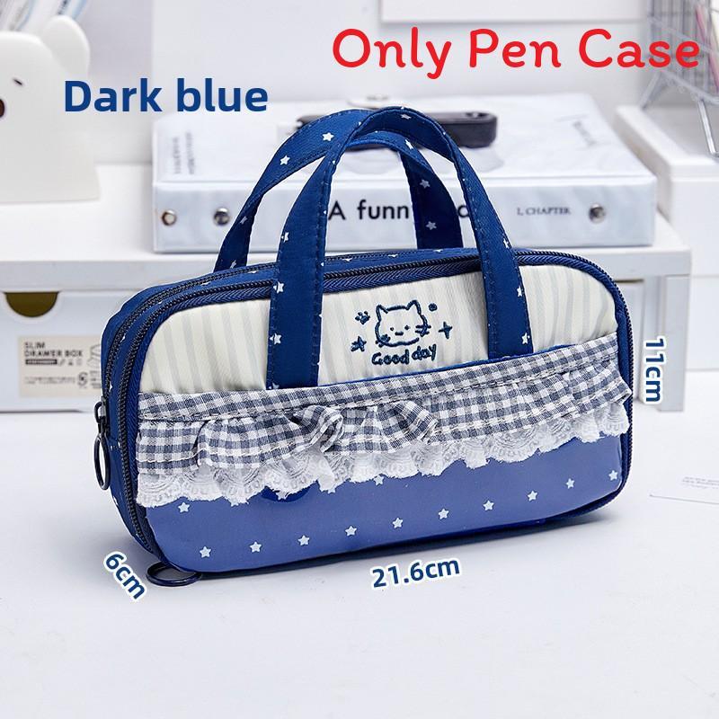 Cat Large Capacity Pen Bag With Lace Handle For School And Office Use