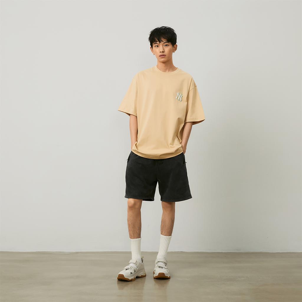 New MLB MONOGRAM Collection New York Yankees SS24 T Shirt Unisex Apricot 3ATSM0443-50BGL