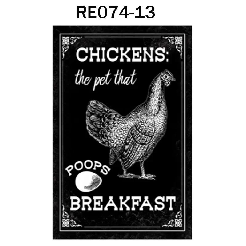 Happy-Hens Fresh Eggs Metal Tinplate Poster Chickens Farm Shop Poster Vintage Restaurant Wall Decor Retro Plaque Signs 20*30cm