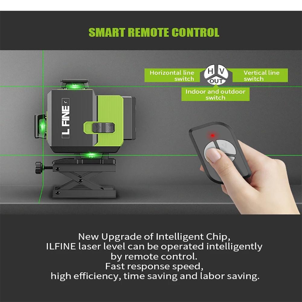 Lfine Nivel Laser 16 Lines Professional Laser Level Horizontal Vertical Green Laser Automatic 360°Self-Leveling Level Laser Tool