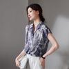 SOFSIL Women's 2026 Summer Silk Printed Short Sleeve Lapel Shirt