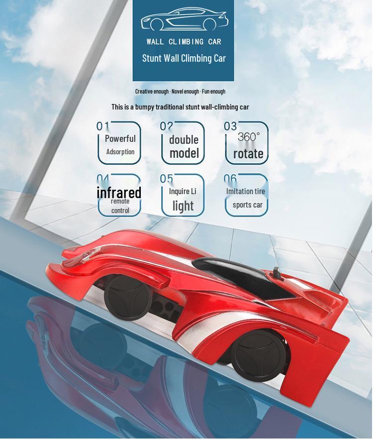 Infrared Light Remote Control Wall-Climbing Stunt Car - 2.4G Drifting Toy for Kids