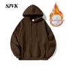 Herren Weinrot Plus Samt Kapuzenpullover - Lässige Lockere Herbst/Winter Oberbekleidung