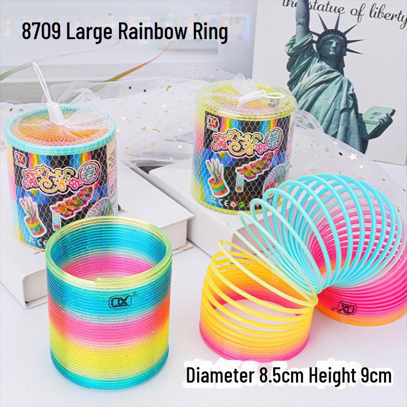Heart-Shaped Rainbow Spring Ring Stackable Music Toy for Children