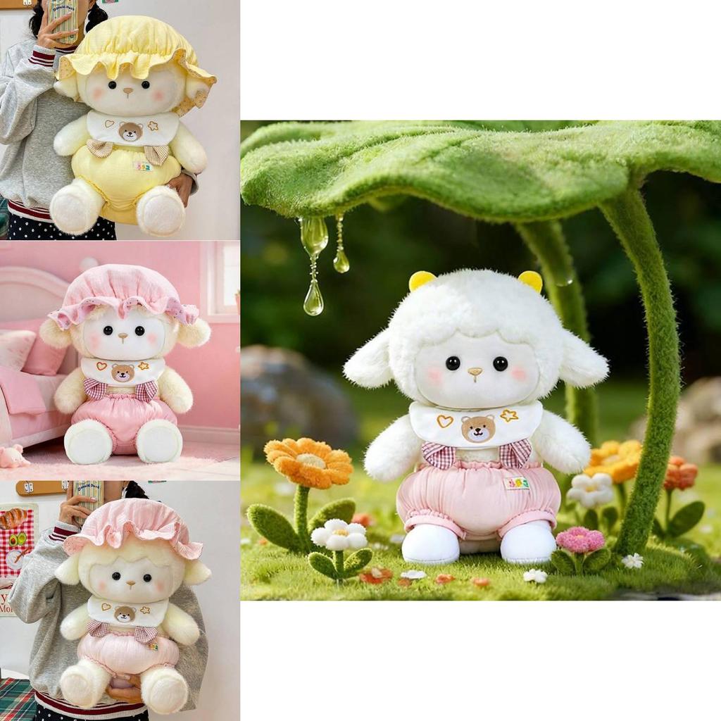 Cappello per dormire con agnellino peluche e imbottitura in cotone PP per il comfort dei bambini a letto, regalo per bambini