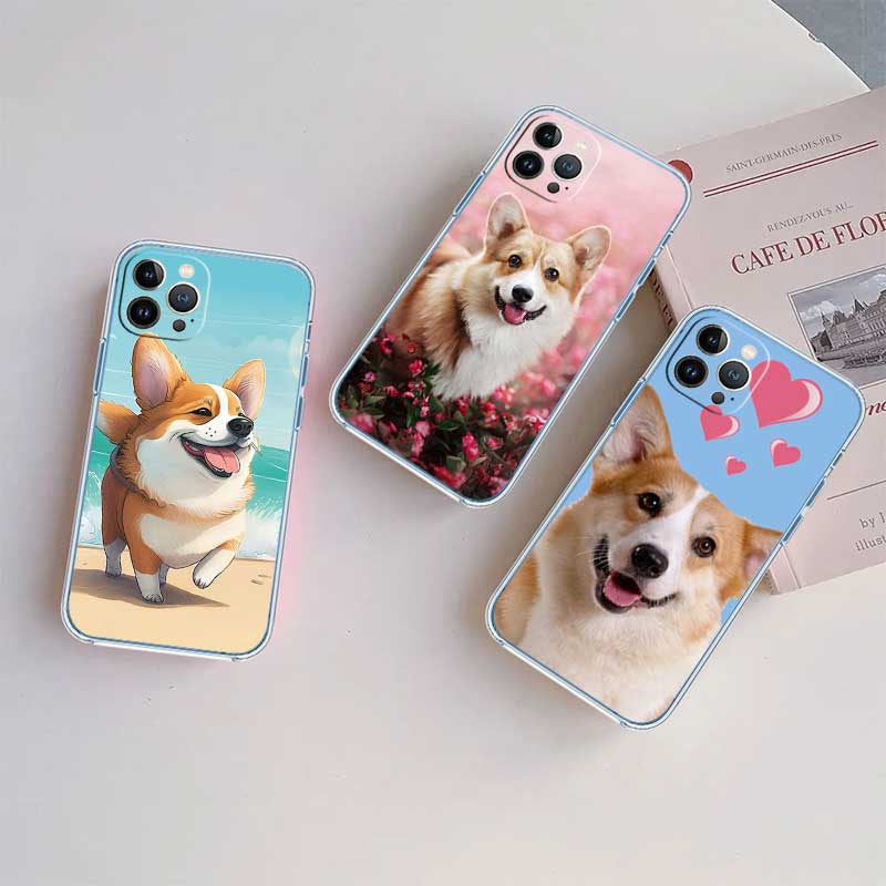RE20 Niedlicher Corgi Hund Transparente Handyhülle für Motorola Moto G7 G8 G9 G84 G85 G73 G24 G15 Z2 Play Power Plus