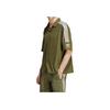 Adidas Logo Embroidered Print Single-Breasted Short Sleeve Shirt Men Tops Olive-Green HS2092