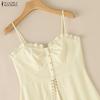 ZANZEA Women Casual Sleeveless High Low Hem Ruffles Straps Tank Tops Camisoles