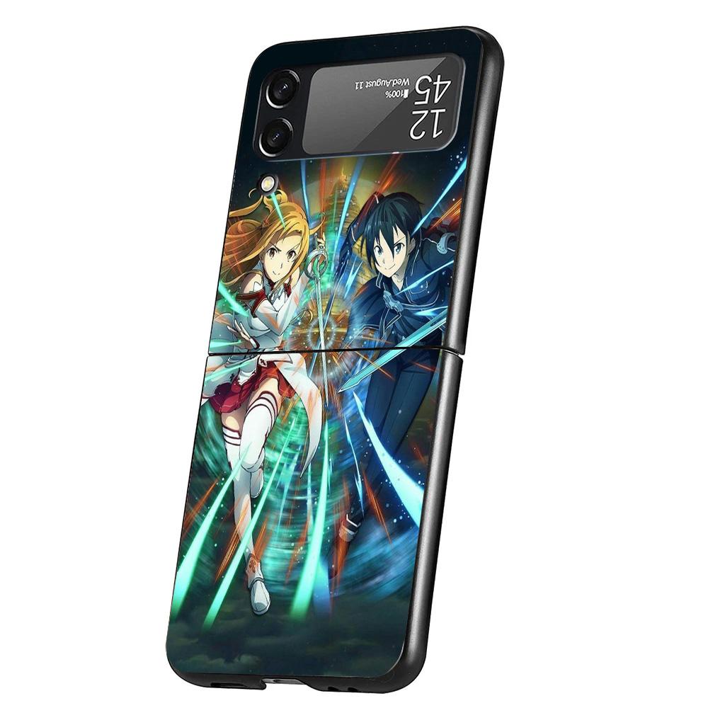 Sword Art Online Anime Cover Phone Case For Samsung Galaxy Z Flip 7 6 5 4 3 5G Flip7 Flip6 Flip5 Flip4 Flip3 Black Fundas Shell