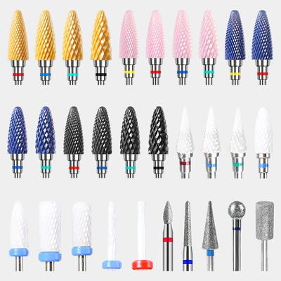Fresa Ceramica Fiamma Carburo Punte per Trapano Unghie Rosa Rimozione Gel Macchina Elettrica Punte Levigatura Peeling Strumenti Nail Art