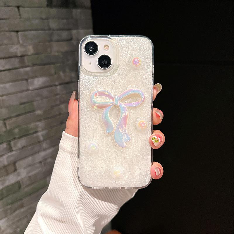 Applicable to Apple 16Promax mobile phone case iPhone17 protective case 15 Epoxy three-dimensional bow 14 anti-drop 12