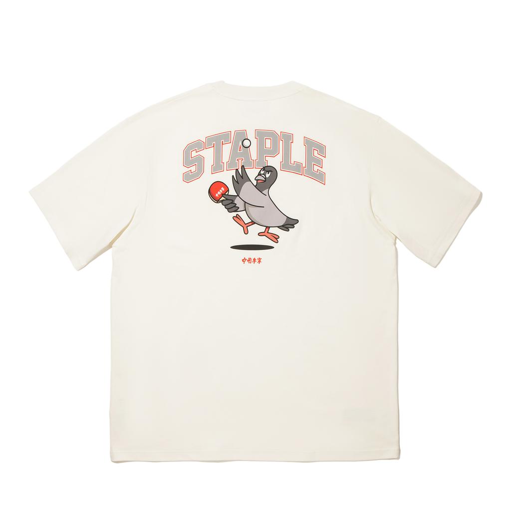 Li Ning X Staple Collaboration Series Solid Color Minimalist Round Neck Comfortable Letter Print Short Sleeve T-Shirt Men T-Shirts Off-White AHSV717-1