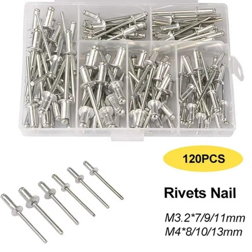 120Pcs Manual Riveter Set Heavy Duty Pressure Rivet Nut Tool Kit Manual Riveter  DIY Projects