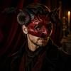 Retro Devil Costume Gothic Goat Head Masque with Horns, Adult Demon Skull Detailed Carvings Masque, Scary Animal Cosplay for Halloween Party,