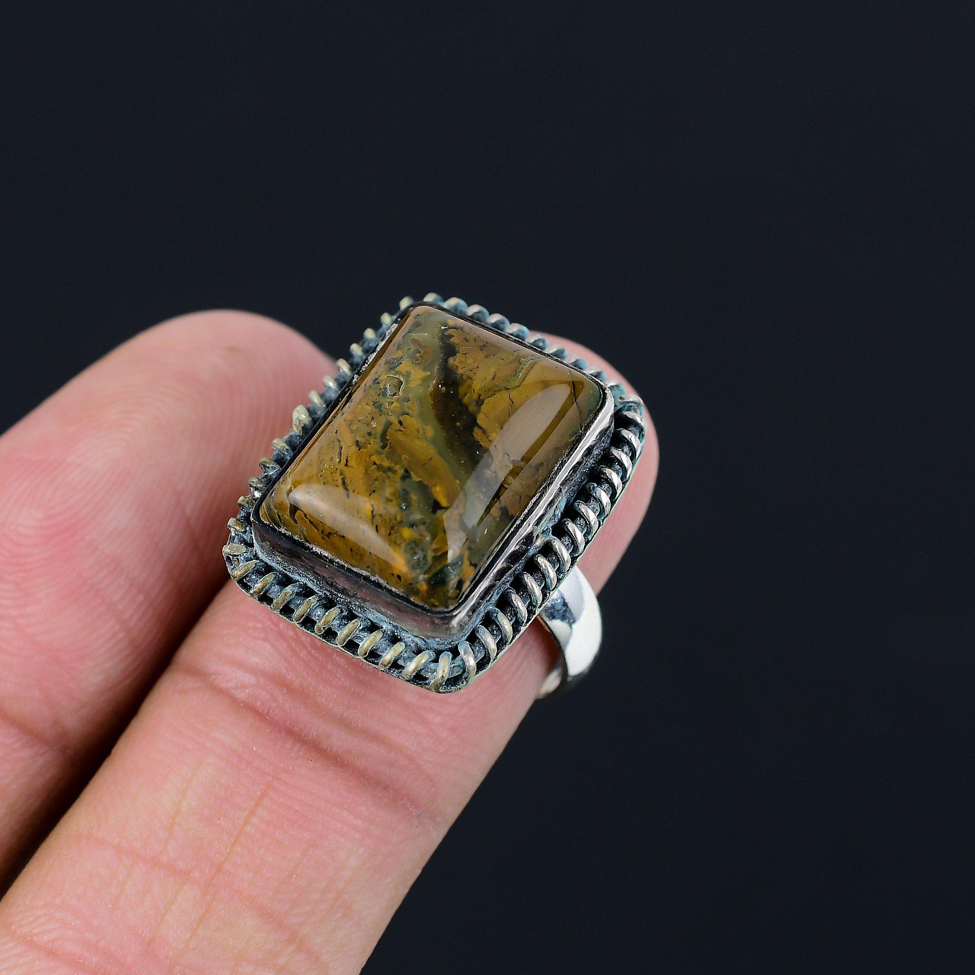 Fruit Jasper Stone Statement Solitaire Ring Jewelry Size 8 925 Sterling Silver 8