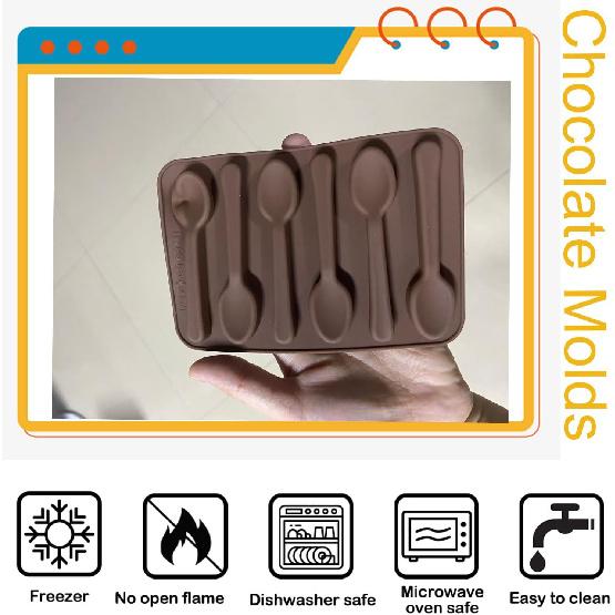 Hot Chocolate Spoon Mold - Silicone Shaped Mold for Hot Cocoa, Coffee & Butterscotch - Handmade Chocolate Stirring Spoons