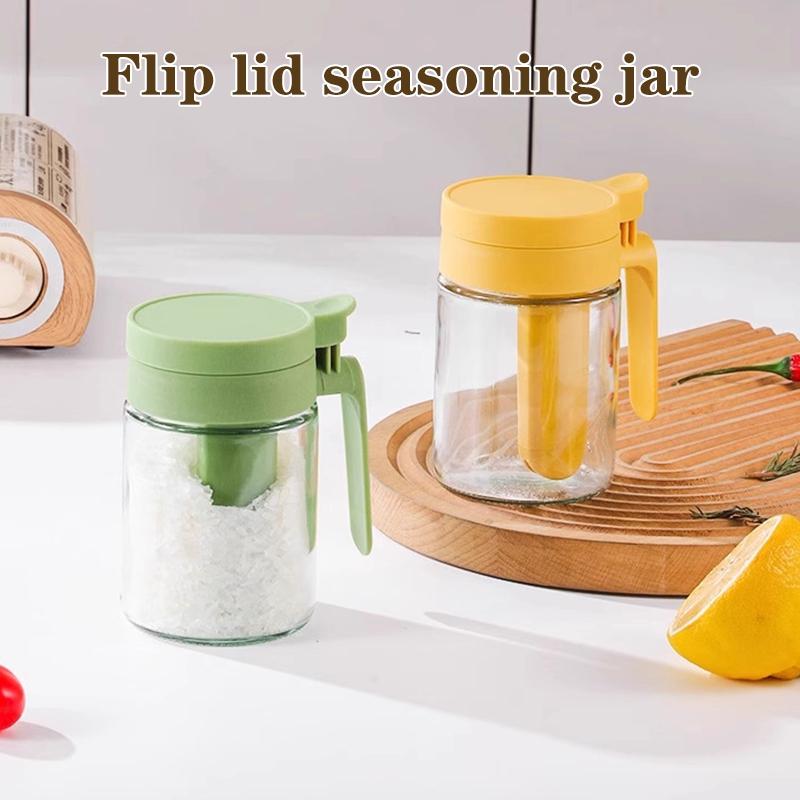 Food Grade Glass Spice Jar With Airtight Lid And Attached Spoon Perfect For Kitchen Cooking Baking Seasoning Storage