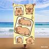 Kawaii Capybara Cartoon Print Beach Towel Large Soft Absorbent Shower Towel Brown Animal Sunbathe Blanket Picnic Mat Yoga Rug