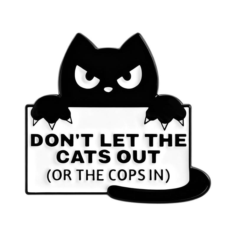 Black Cats Enamel Pins Funny Cool Kitten Meow Brooches Lapel Badges Simple Cartoon Animal Jewelry Gift for Friends