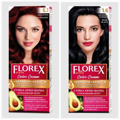 Florex Super noturīga matu krāsa krēma veidā - Nodrošina dziļu matu barošanu, Padara matus mīkstus un zīdaini spīdīgus.