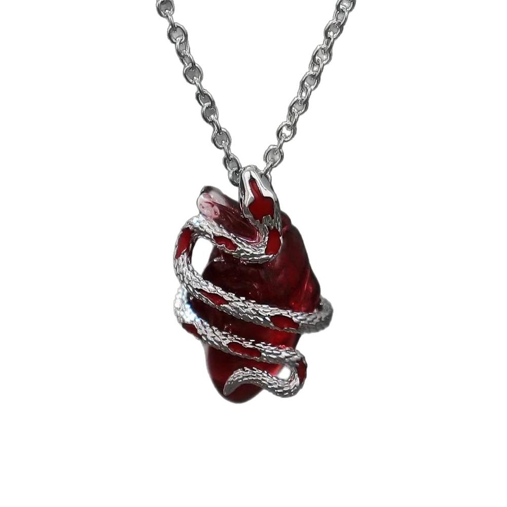 Gothic Snake Wrapped Heart Necklace for Women Dark Halloween Statement Pendant Necklace Romance Jewelry Gifts