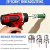 Water Pipe Opener Heat-Treated Alloy Steel Pipe Threader Internal External Threading 3 Head Caps Fits Standard Power Drill Plumbing Tool