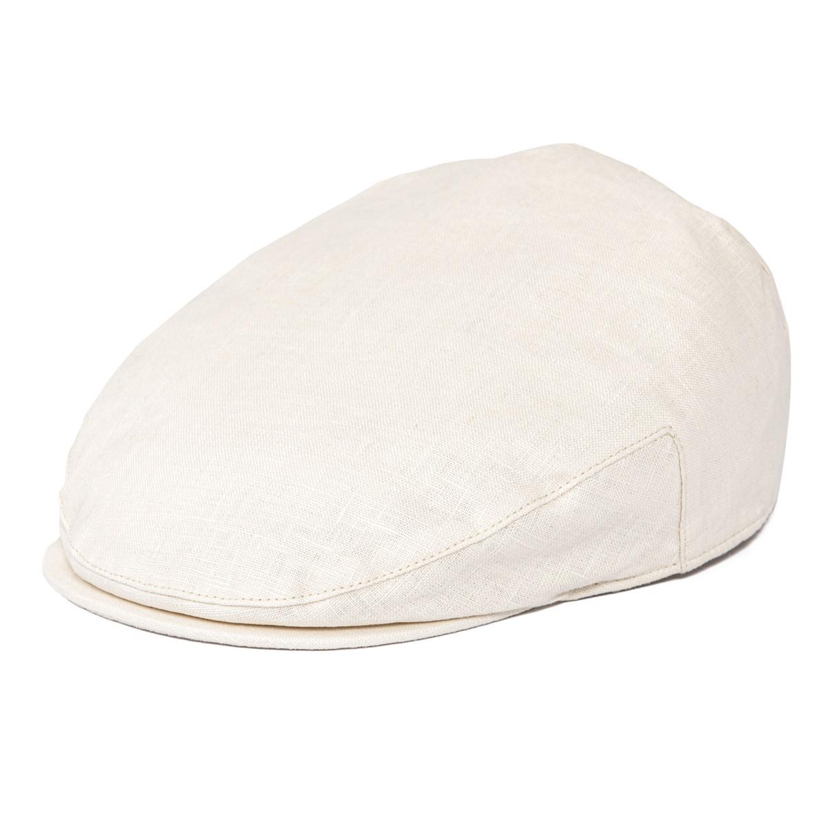 Botvela Linnen Platte Pet Voor Mannen Vrouwen Visgraat Linnen Newsboy Pet Lichtgewicht Chauffeur Ivy Pet Bakkerspet Zomer Boina Voor Mannen 61 cm white
