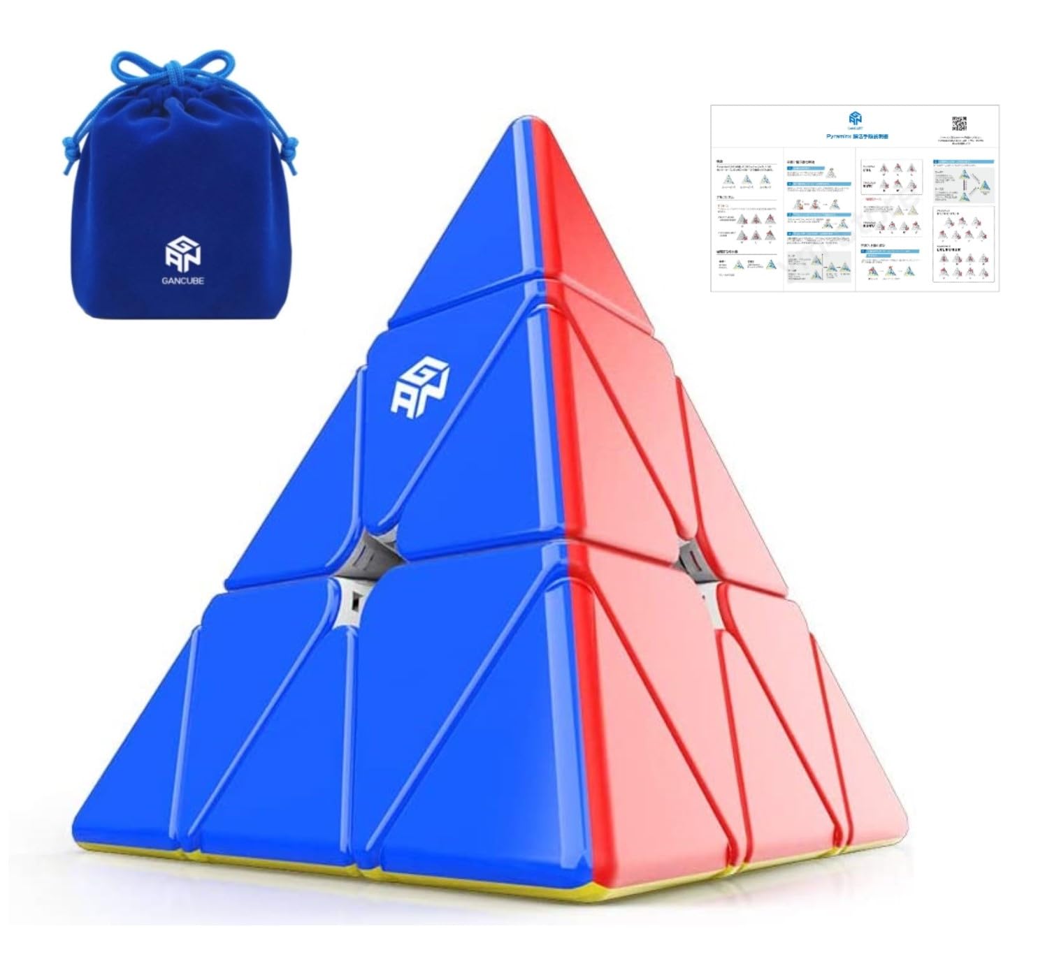 Японское решение GAN Pyraminx Стандартная 3D-головоломка с магнитной пирамидкой Треугольная пирамида Издание GANCUBE Японские инструкции по решению Сумка GAN