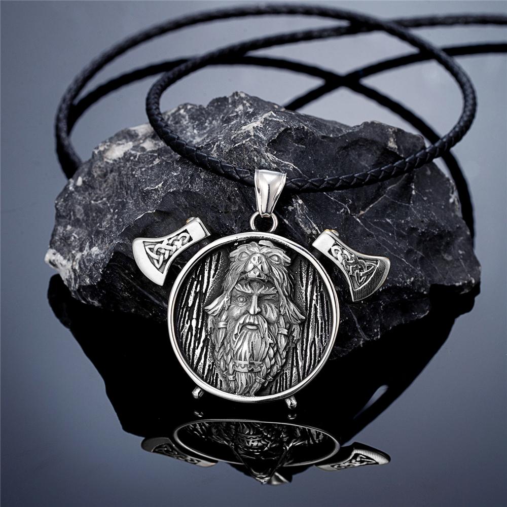 Norse Mythology Wolf Coat Berserker Necklace for Men Stainless Steel Viking Warrior Pendant Retro Jewelry