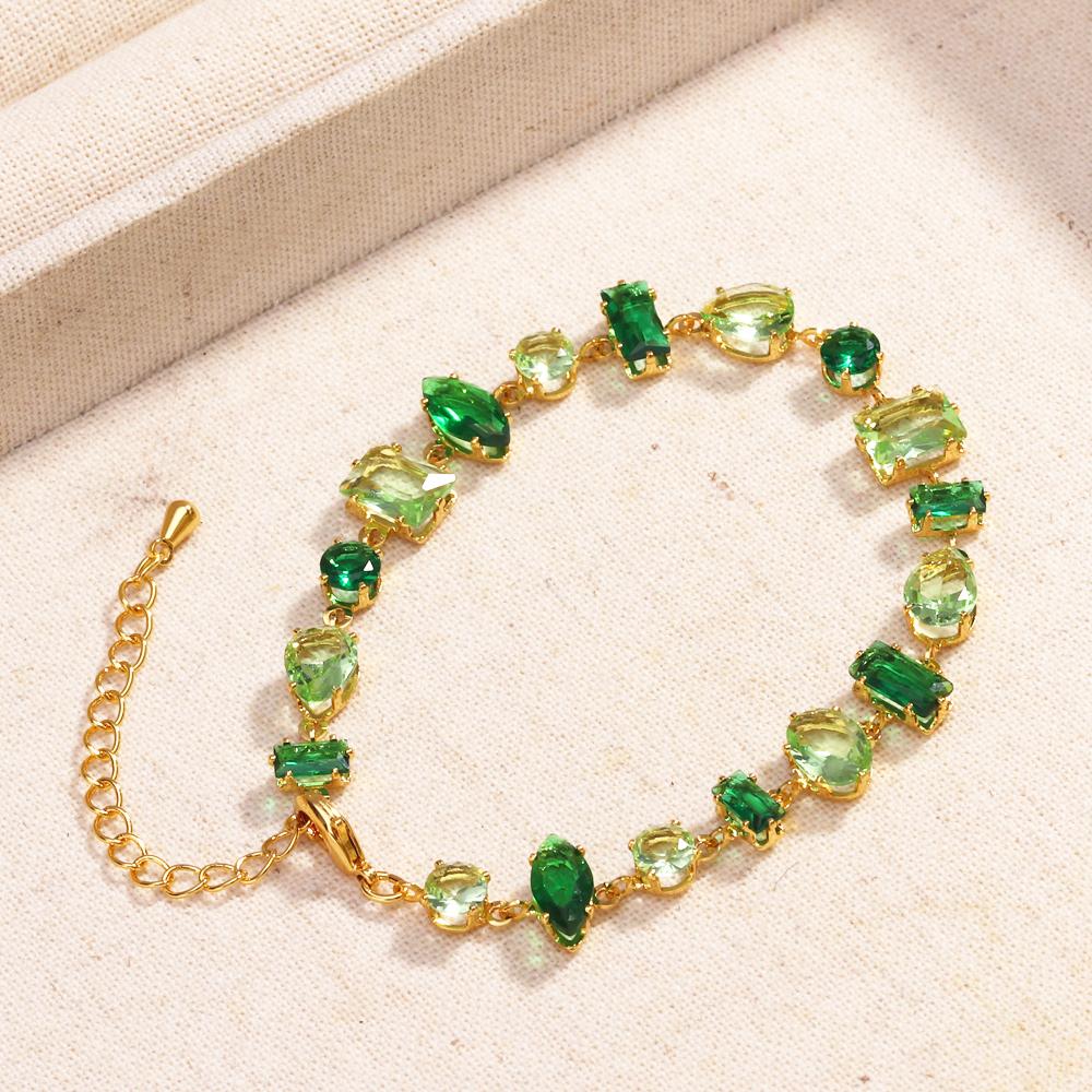 2026 Original Luxury Brand Green and Apple Green Zircon Tennis Bracelets For Women Fresh Crystal Charms Bangle Wedding Jewelry