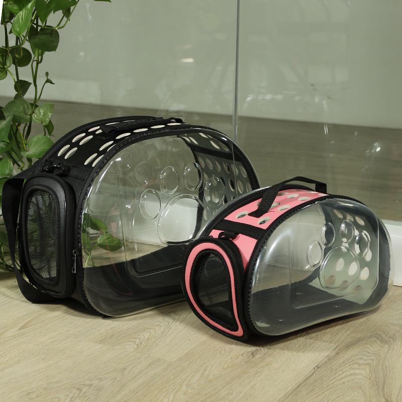 Foldable Transparent Cat Carrier Breathable Outdoor Travel Champing Pet Handbag for Puppy Kitten Pet Shoulder Strap Bag