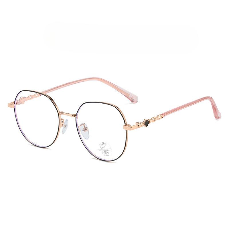 

Простые антисиние очки для женщин с простым лицом, сверхлегкая оправа для близорукости, модные металлические очки, Джокер, плоское зеркало. Blue light prevention