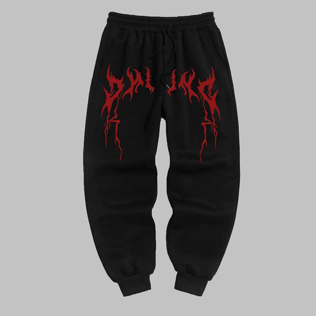 Herren Gothic Style Jogginghose - Winterlich Warm, Lässig, Sportlich, mit Elastischem Bund und Bündchen, Geometrische Gothic Muster