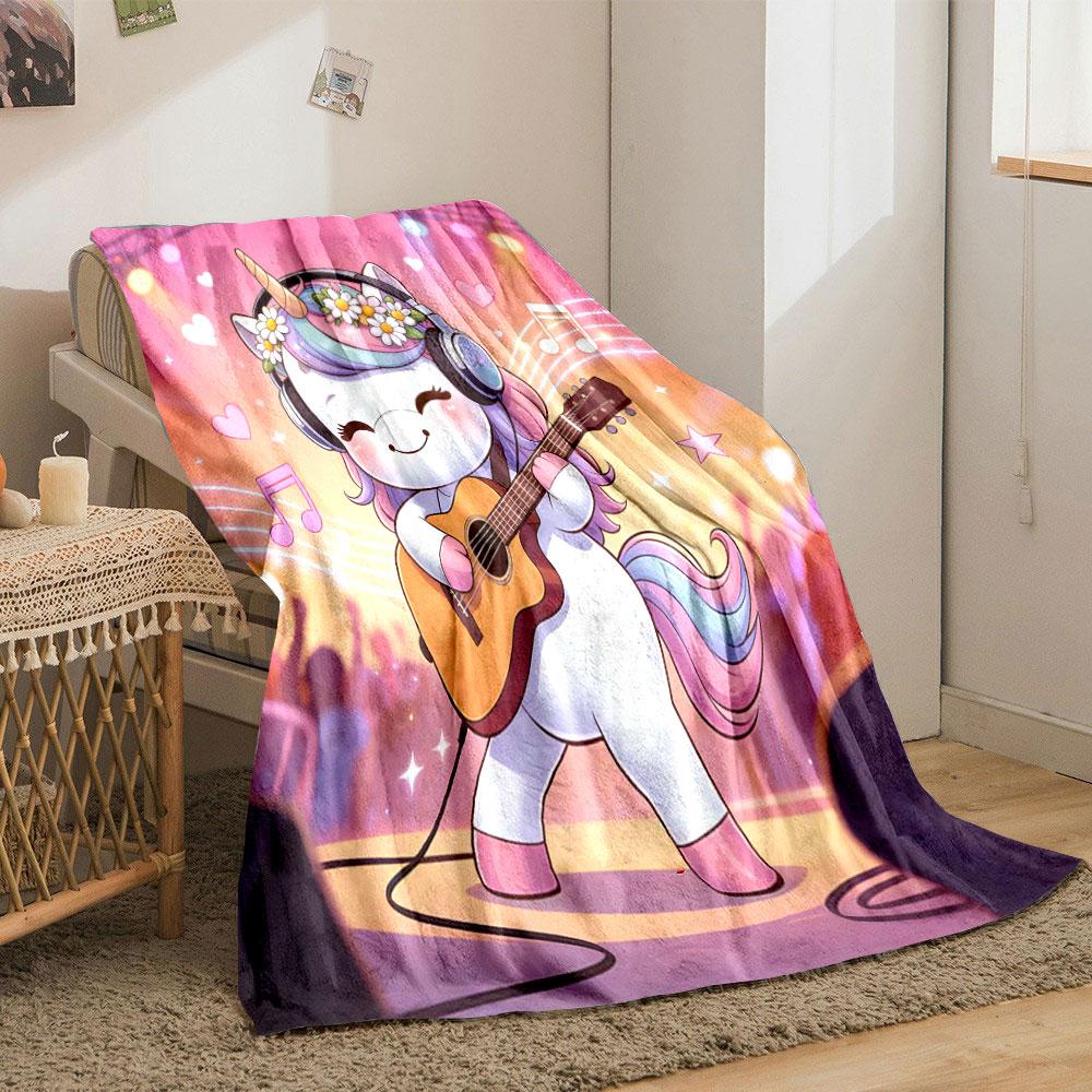 Multiple Sizes Cute Cartoon Unicorn Print Blanket Home Travel Camping for Adults and Kids Luxury Gifts Picnic Blanket