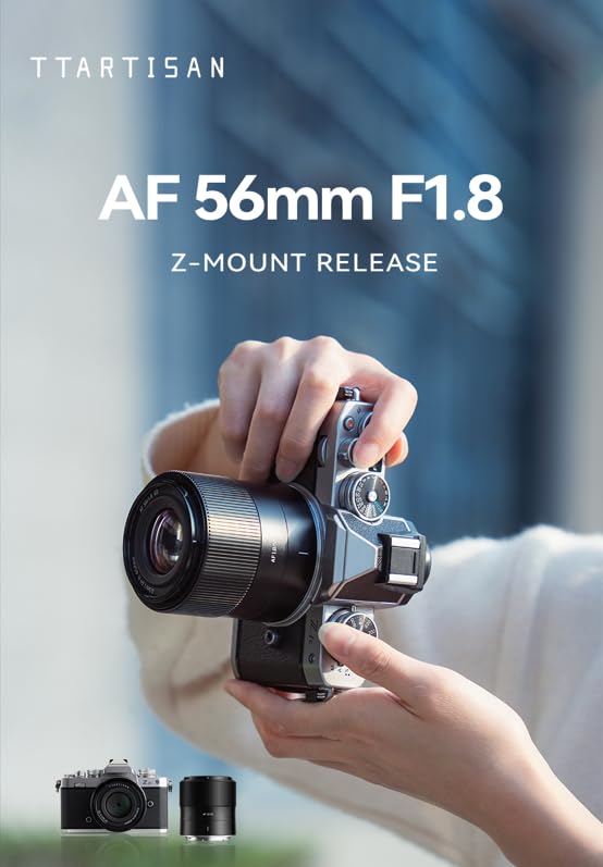 TTArtisan AF 56mm Z Mount Prime Nikon Z Large Medium Portrait Compact and Eye AF Interchangeable Lens for Mirrorless Meisho Optical F/1.8 Lens, APS-C