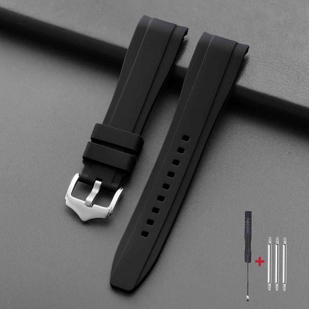 

Высококачественный каучуковый ремешок с изогнутым концом 20 мм 22 мм, силиконовый ремешок для часов для Omega Moonswatch, браслет для Swatch, водонепроницаемый браслет 20mm чёрный