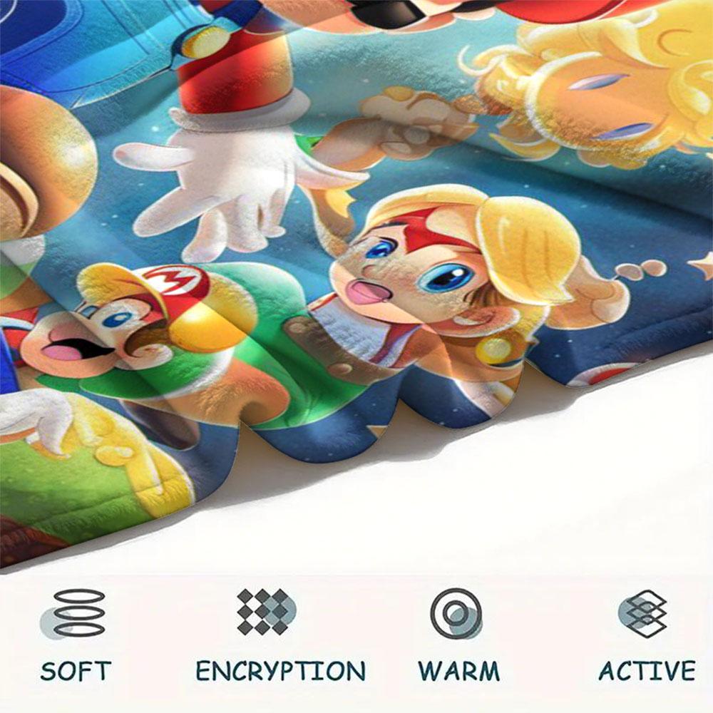 Super Mario Cartoon printing Flannel Blanket Bedroom Sofa Camping Warm blanket Gifts for family and friends-MJ002