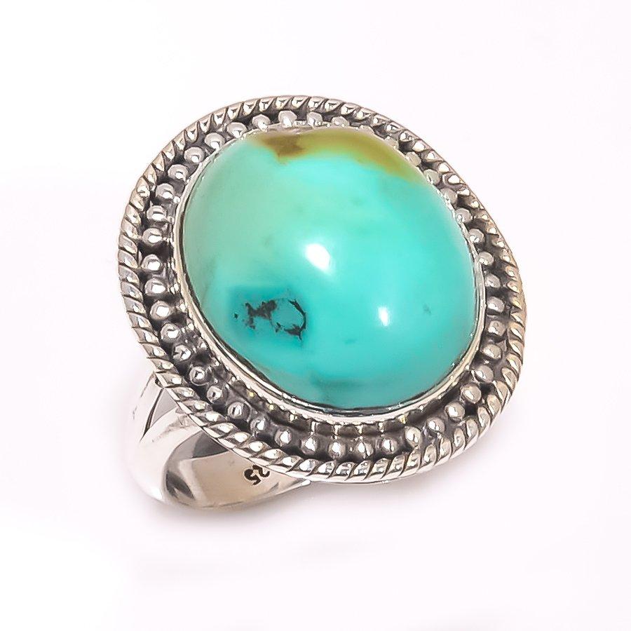 Natural Tibetan Turquoise Gemstone 925 Solid Sterling Silver Gift Ring S.6 S2m05