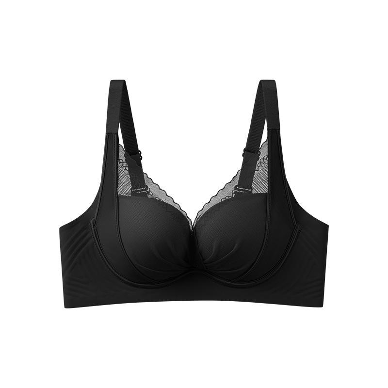 Sexy red suit, women's underwear without side bones, gathered jelly lift, non-magnetic anti-sagging, closed breast bra