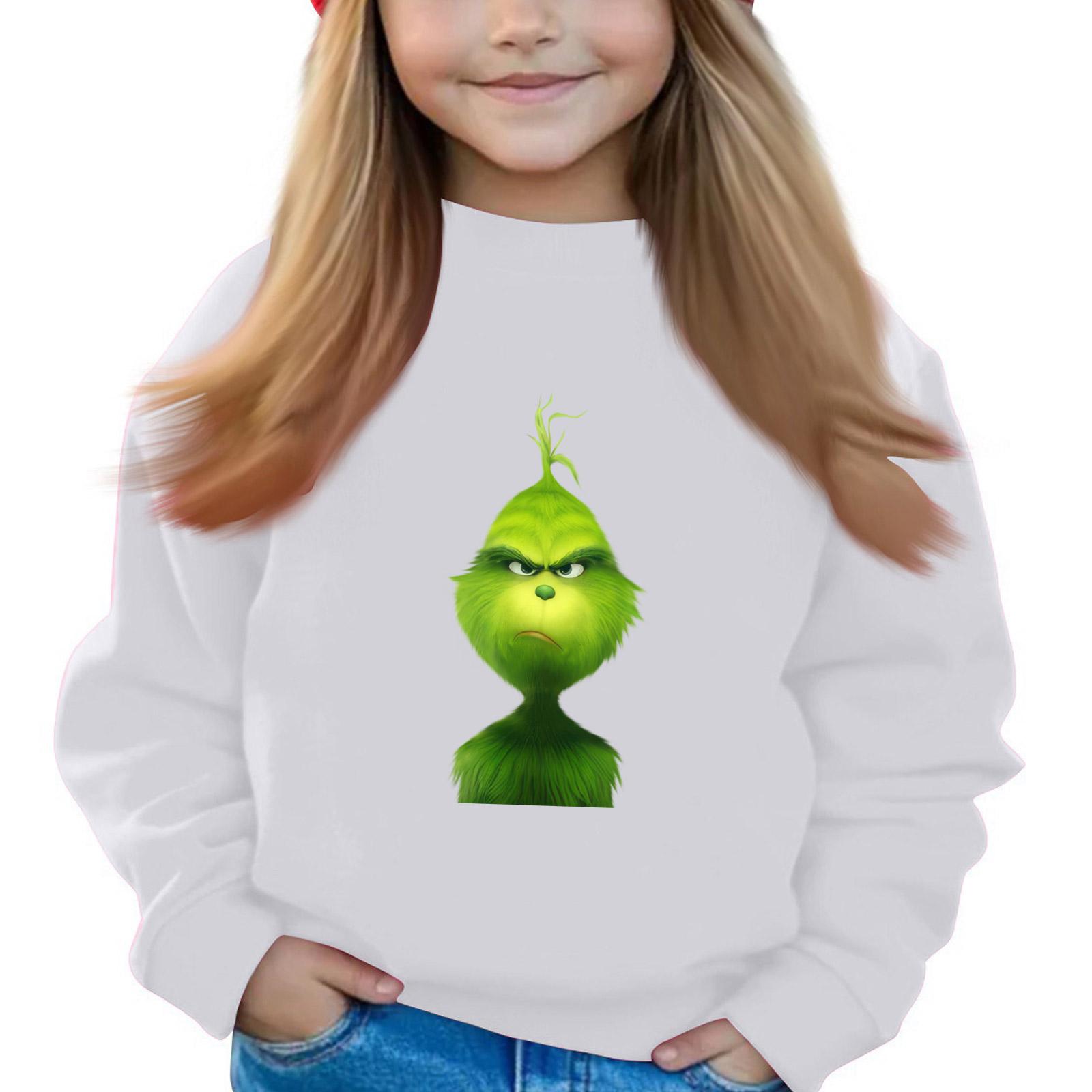 

Рождественские пуловеры с круглым вырезом для девочек, детские топы с принтом 150