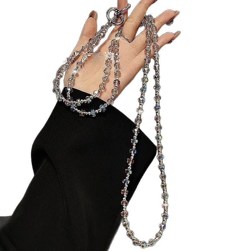 Phone Chain Long Crossbody Anti-Lost Pendant Crystal Beaded Phone Chain Phone Lanyard Bag Charm Chain