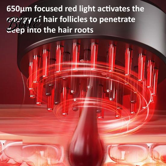 Relaxing Scalp Massage Tool Hair Growth Comb Electric Massager with 650nm Red & Silicone Comb 415nm Blue Light Essence Dispenser for Thinning
