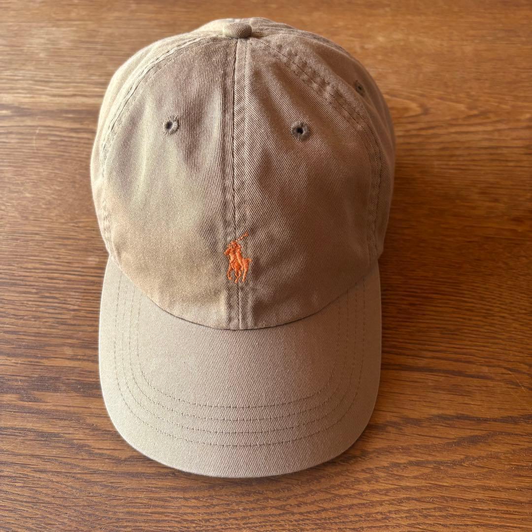 Used Polo Ralph Lauren Cap Beige Orange Embroidery Daiichi Showa Vintage