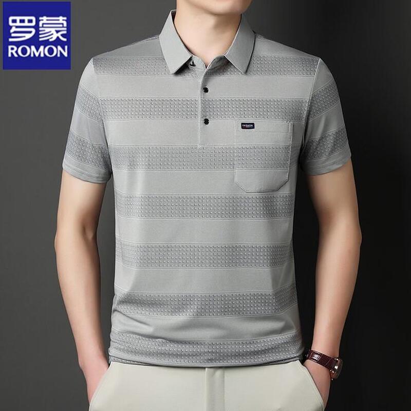 ROMON Men s Summer Striped Polo Shirt XL