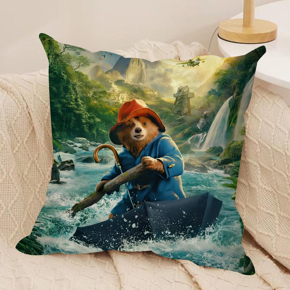 Cute Bear Cushion Cover Silky Short Plush Double-Sided Printed Pillow Case for Sofa All Seasons Home Decor Gift